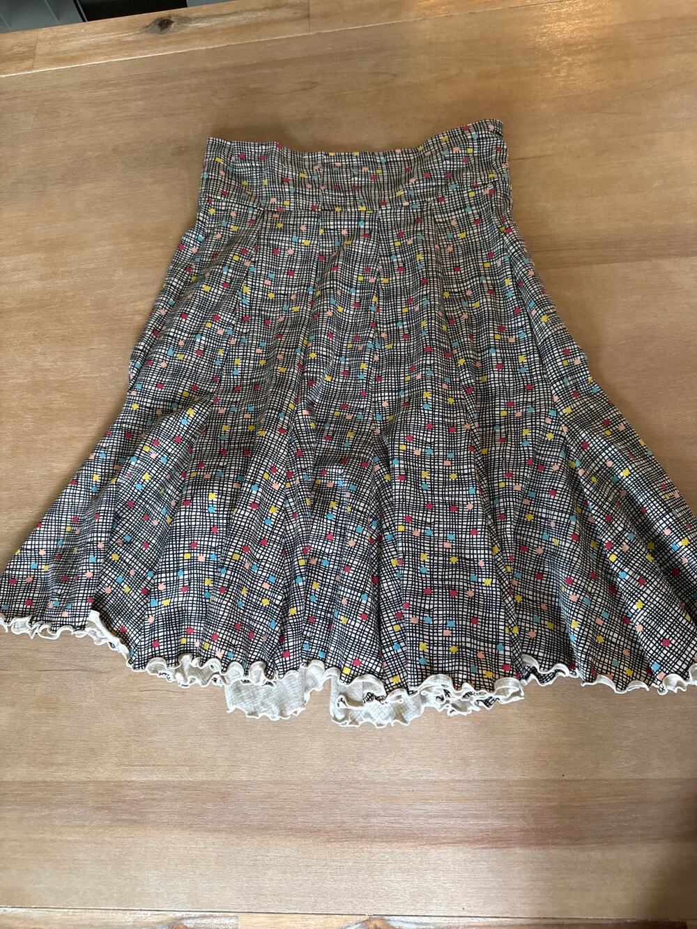 Effie's Heart Colorful Confetti Grid Skirt Size M Lettuce Hem Stretch Cotton